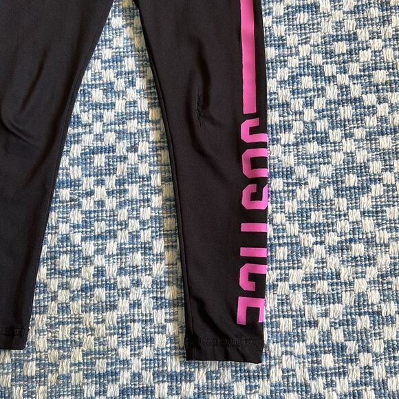 Justice Girls Sz 6 Distressed Black & Pink Leggings - Picture 2 of 10